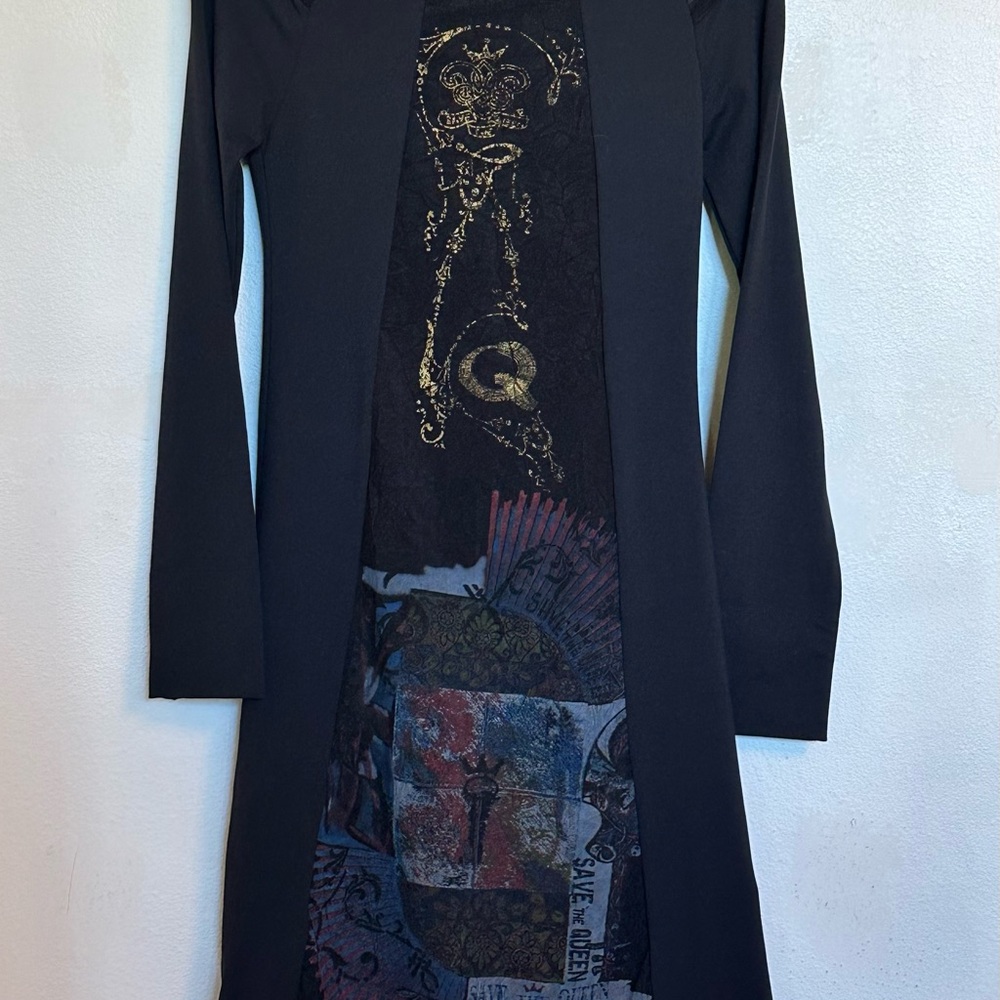 Save The Queen marco frantini Black LS Sheath Dress M Italy designer NWT dark
